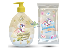 Setablu Vaniglia Einhorn Flüssigseife für Kinder 500 ml + Feuchttücher 15 Stück, Kosmetikset