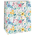 Ditipo Geschenkpapiertüte 18 x 10 x 22,7 cm Weiße bunte Wiesenblumen