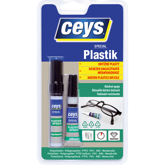 Ceys Special Plastik Kleber für schwierige Kunststoffe, 3 g + 4 ml