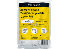 Spokar Zakrývací fólie na malování, 12 µ, 50 m², 4 x 12,5 m