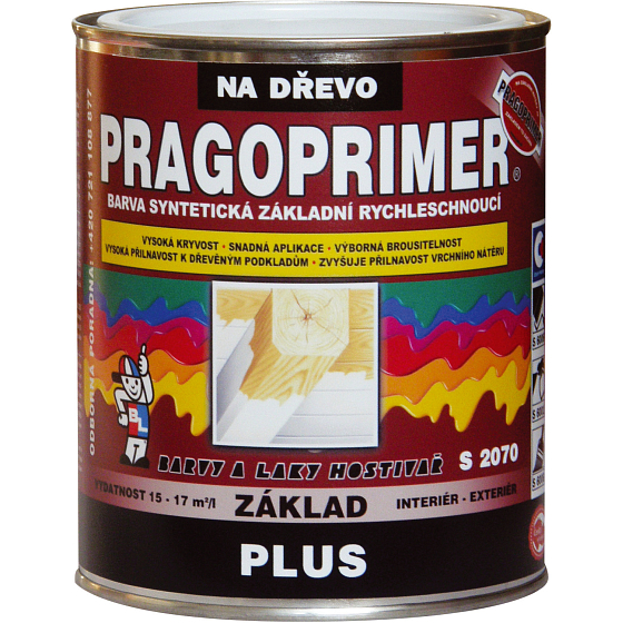 Pragoprimer Plus S 2070 Grundfarbe für Holz, 0100 Weiß, 600 ml