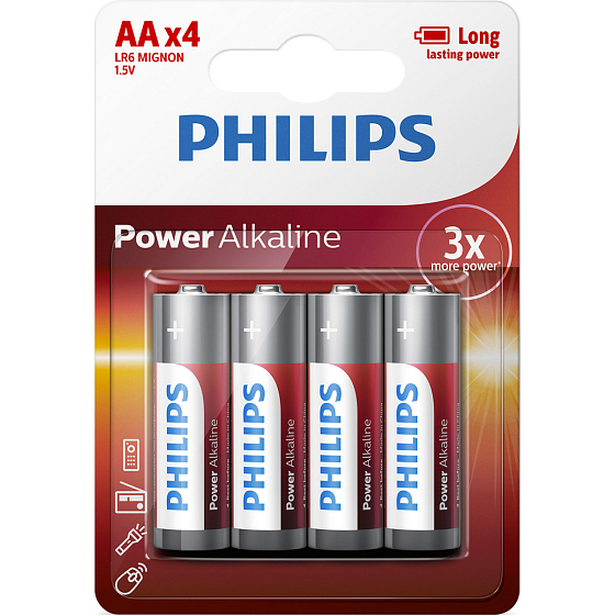 Batterie Philips Longlife Power AA 4 Stück LR6 Mignon 1,5V