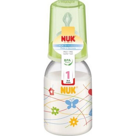 Nuk Plastic Fläschchen farbigen Sauger Silikon Größe 1 Milch 110 ml
