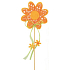 Filzblume orange mit weißer Dekoraussparung 8 cm + Spieße