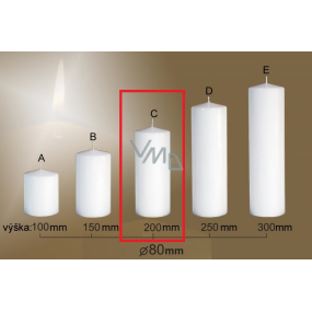 Lima Gastro glatte Kerze weißer Zylinder 80 x 200 mm 1 Stück