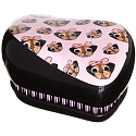 Tangle Teezer Compact Professionelle kompakte Haarbürste, Pug Love - schwarz-pink mit Hunden