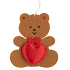 Filz Teddybär mit einem braunen Herzen zum Aufhängen 6,5 cm