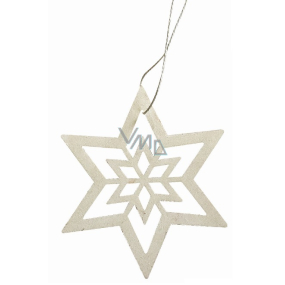 Weißer Stern aus Holz zum Aufhängen von 10 cm