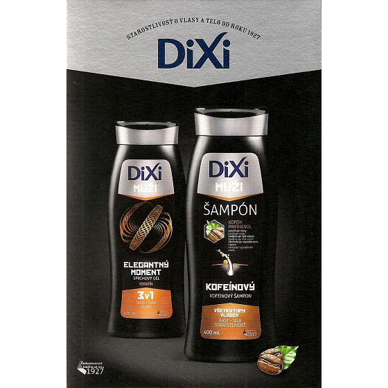 Dixi Men 3in1 Elegant Moment Duschgel 400 ml + Koffein Haarshampoo Reduziert Haarausfall 400 ml + Badeschwamm, Kosmetikset