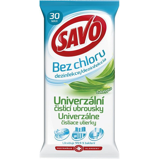 Savo Universal Eukalyptus ohne Chlor Reinigungs-Desinfektionstücher 30 Stück