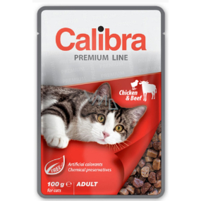 Calibra Premium Hühnchen und Rindfleisch in Sauce Alleinfuttermittel für erwachsene Katzen Tasche 100 g