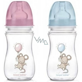 Canpol Babys Little Cutie Weithalsflasche pink / blau für Kinder ab 3 Monaten 240 ml