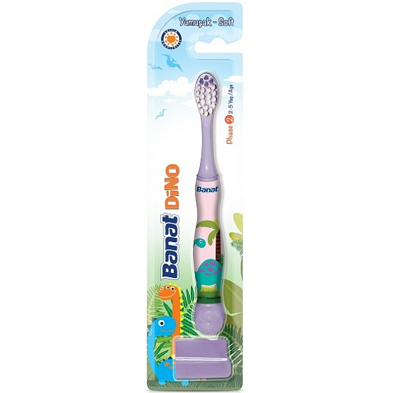 Banat Dino Weiche weiche Zahnbürste für Kinder von 2-5 Jahren