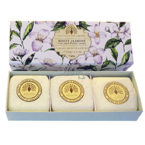 English Soap White Jasmine natürliche parfümierte Seife mit Sheabutter 3 x 100 g,