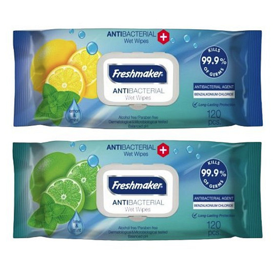 Freshmaker Lime&Mint antibakterielle Feuchttücher für Hände und Körper 120 Stück
