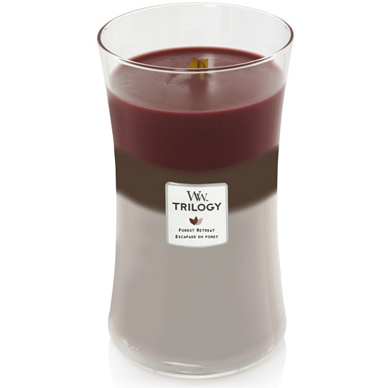 WoodWick Trilogy Forest Retreat - Entfliehen Sie der Waldkerzkerze mit Holzdocht und Deckelglas groß 609 g