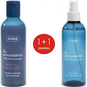 Ziaja Acai Berry Mizellengel mit Peeling 200 ml+ Ziaja Acai Berry Hauttoner mit Hyaluronsäure-Spray 200 ml, Duopack