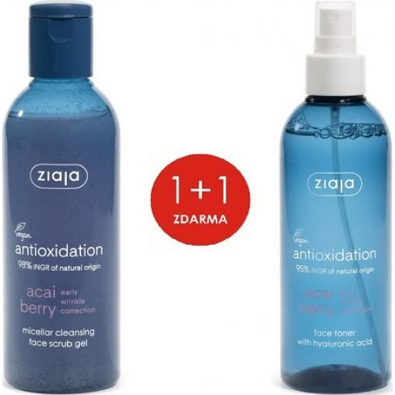 Ziaja Acai Berry Mizellengel mit Peeling 200 ml+ Ziaja Acai Berry Hauttoner mit Hyaluronsäure-Spray 200 ml, Duopack