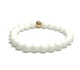 Achat weiß mattes Armband elastischer Naturstein, Perle 8 mm / 16-17cm, sorgt für Ruhe und Gelassenheit
