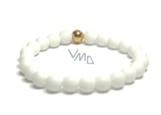 Achat weiß mattes Armband elastischer Naturstein, Perle 8 mm / 16-17cm, sorgt für Ruhe und Gelassenheit