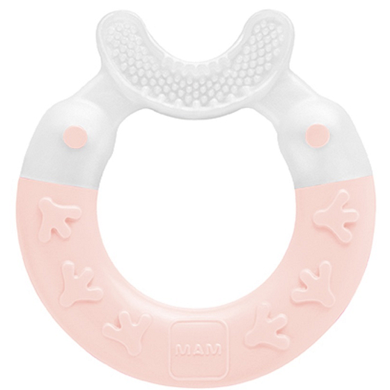 Mam Bite & Brush Beißring mit extra weichen Borsten 3+ Monate Rosa