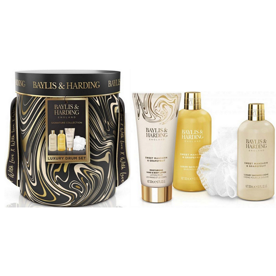 Baylis & Harding Tangerine and Grapefruit Duschcreme 300 ml + Körperlotion 200 ml + Badeschaum 300 ml + Badeschwamm, Kosmetikset für Frauen