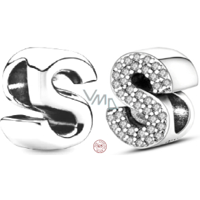 Charme Sterling Silber 925 Alphabet Buchstabe S, Perle für Armband