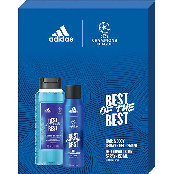 Adidas UEFA Champions League Best of The Best Deodorant Spray 150 ml + Duschgel 250 ml, Kosmetikset für Männer