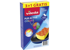 Vileda PUR active Colors houbička na nádobí, 3+1 ks