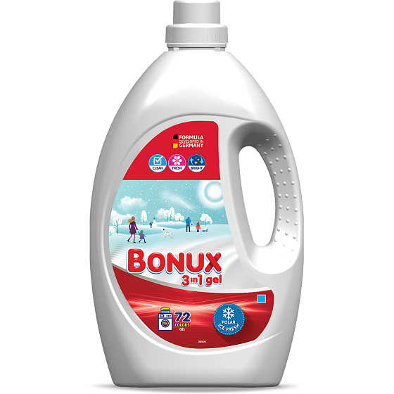 Bonux White Polar Ice Fresh Waschgel, 72 Wäschen, 3,6 l
