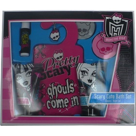 Mattel Monster Duschgel 50 ml + Bodylotion 50 ml + Lippenbalsam 4,5 g + Schwamm + Anhänger, Kosmetikset