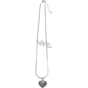 Silberne Halskette mit Herz-Anhänger mit eingebetteten Kristallen 41 cm