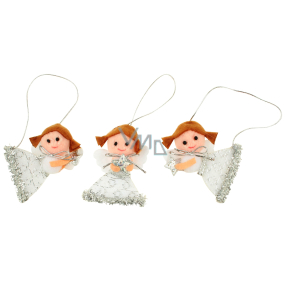 Engel mit silbernem Zubehör zum Aufhängen von 10 x 6 cm in einer 3er-Box