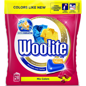 Woolite Dark Keratin Color Universalkapseln zum Waschen, für farbige Wäsche, zum Schutz vor Formverlust und zur Aufrechterhaltung der Farbintensität 28 Stück