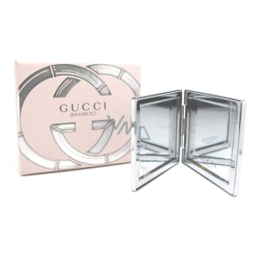 Gucci Bamboo Metal Silver Doppelseitiger Spiegel 6,5 x 6 x 0,8 cm