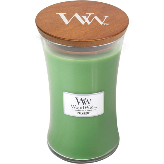 WoodWick Palm Leaf - Duftkerze Palmblatt mit Holzdocht und Deckel, großes Glas 609,5 g