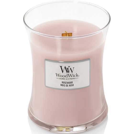 WoodWick Rosewood - Duftkerze aus Palisander mit Holzdocht und Glasdeckel Medium 275 g