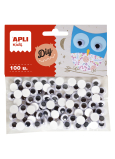 Apli Bewegliche Augen selbstklebend schwarz rund 10 mm 100 Stück, 18253