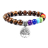 Chakra-Armband Baum des Lebens + Holz, Heilung, elastisch, Kugel 8 mm / 16-17 cm