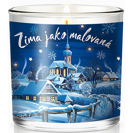 Nekupto Fashion Weihnachtsduftkerze Winter wie gemalt 7 x 7,5 cm