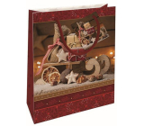 Nekupto Geschenkpapier Tasche 23 x 18 x 10 cm Weihnachtsschlitten rot