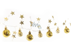 Emos Weihnachtsgirlande mit goldenen Kugeln und Sternen 1,9 m, 20 LEDs, warmweiß
