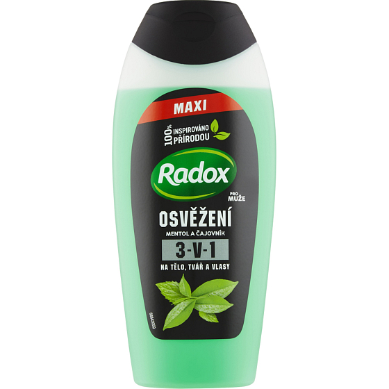 Radox Men Erfrischung Menthol und Teebaum 3in1 Duschgel für Körper, Gesicht und Shampoo für Männer 400 ml