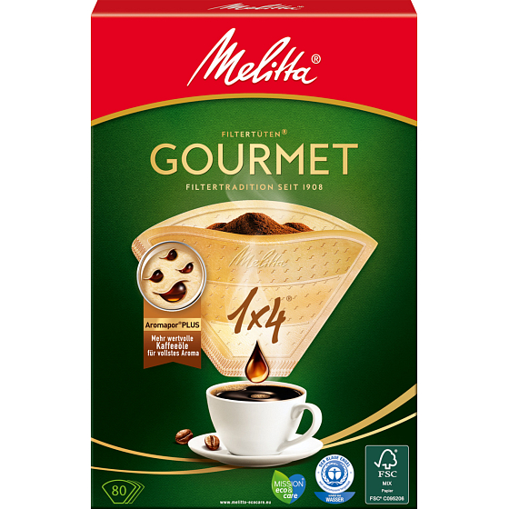 Melitta Gourmet Kaffeefilter 1 × 4, 80 Stk