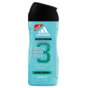 Adidas Extra Fresh 3 in 1 Duschgel für Körper, Haare und Gesicht für Männer 250 ml