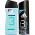 Adidas Extra Fresh 3 in 1 Duschgel für Körper, Haare und Gesicht für Männer 250 ml + Frisches Antitranspirant Deodorant Spray 150 ml, Kosmetikset