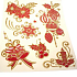 Fensterfolie ohne Leim rot mit goldenen Glitzerglocken 42 x 30cm