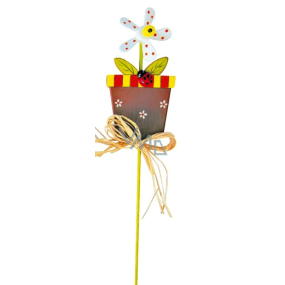 Blumentopf mit weißer Windradaussparung 9 cm + Spieße