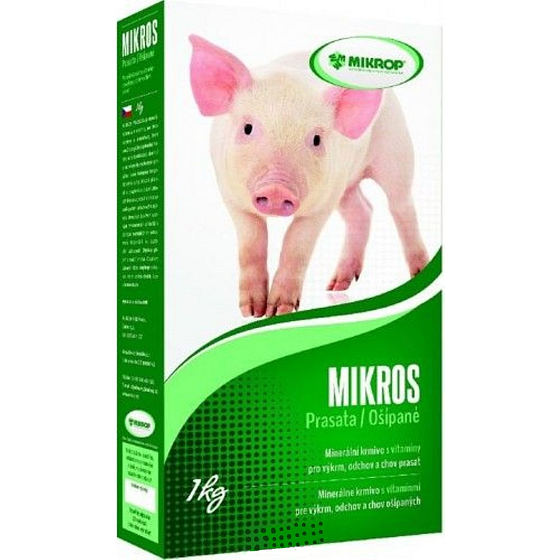 Mikros Pig Ergänzungsmineralfutter mit Vitaminen für Mast-, Zucht- und Zuchtschweine 1 kg