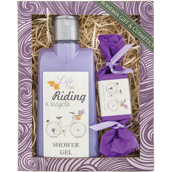 Böhmen Geschenke Fahrrad fahren Lavendel Duschgel 250 ml + Toilettenseife 30 g, Kosmetikset